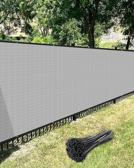 Windscreen4less Privacy Fence Screen Heavy Duty Windscreen Fencing Mesh Fabric Shade Net Cover with Brass Grommtes for Outdoor Wall Garden Yard Pool Deck, 6'x139' Light Gray