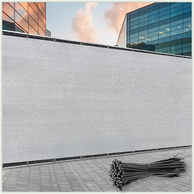 ColourTree 6' x 25' Grey Fence Screen Privacy Screen - Commercial Grade 170 GSM - Heavy Duty - 3 Years Warranty - Cable Zip Ties Included