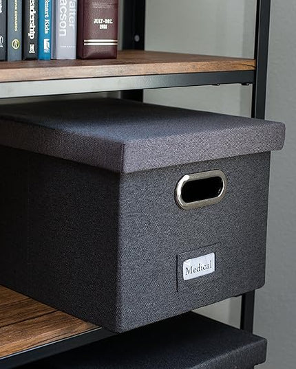 Internet's Best Collapsible File Storage Organizer | Decorative Linen Filing & Storage Office Box | Letter/Legal | Grey