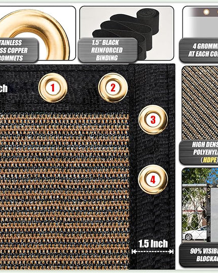 ColourTree Customized Size 6' Black and White Fence Screen Privacy Screen Heavy Duty Cable Zip Ties Included
