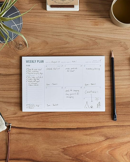 Weekly Planner Pad - Undated 6x9" Weekly To-Do List Notepad with Calendar and Task List, Perfect Desk Organizer for School & Work | 50 Tear Off Sheets