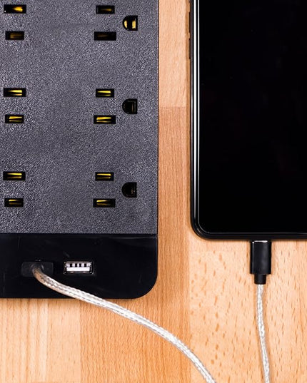 GE 37746 Ultra Pro Surge Protector 10 Outlets 4' Cord, Black