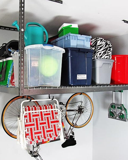 MonsterRax Overhead Garage Storage Racks 4x6 (2-Pack) Ceiling Mounted Shelving, Adjustable Hanging Storage Organizer, Heavy Duty Steel, Holds 500 Pounds, Hammertone, Adjusts 24"-45” off Ceiling