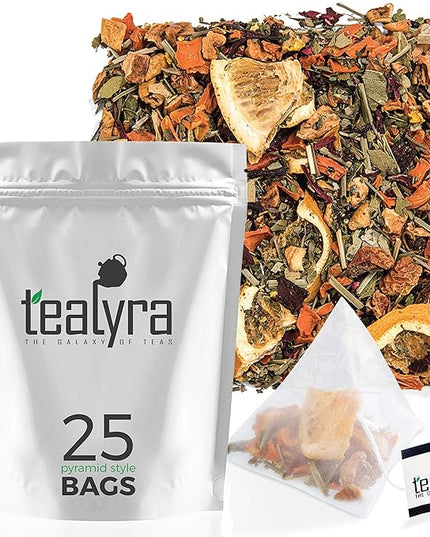 Tealyra - Orange Lemonade - 25 Bags - Hibiscus - Eucalyptus - Lemongrass - Herbal Fruity Loose Leaf Tea - Vitamins Rich - Boost Immune System - Caffeine-Free - Pyramids Style Sachets
