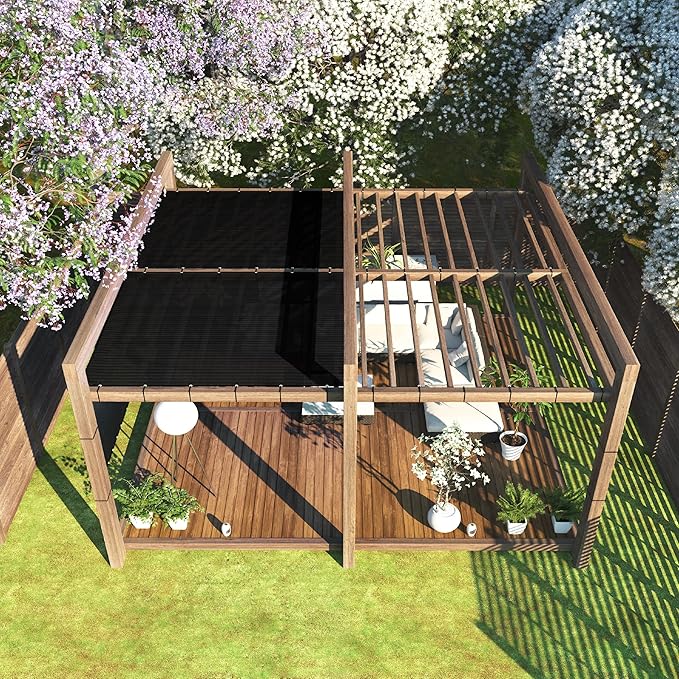ColourTree Customized Size 6' Black and White Fence Screen Privacy Screen Heavy Duty Cable Zip Ties Included