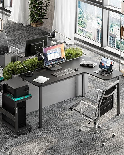 EUREKA ERGONOMIC 60 Inch Black Corner L Shaped Computer Desk, Home Office Gaming Study Work Writing Table Long Large Sturdy Workstation Simple Modern with Metal Legs, Right Side