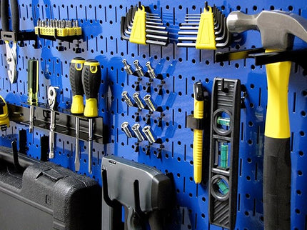Wall Control Pegboard Value Pack - (3) Pack of Wall Control 16-Inch Tall x 32-Inch Wide Horizontal Blue Metal Wallboards for Home & Garage Tool Storage Organization (Blue Pegboard)