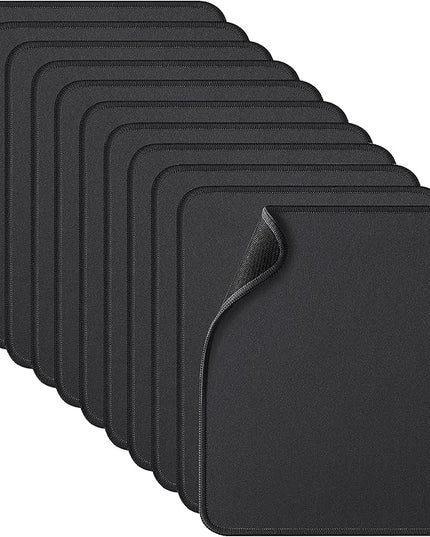 Zhithink 11 Pack Mouse Pad with Reinforced Stitching Edge, Washable Mousepad with Grippy Non-Slip Rubber Base, 0.12 Inch Thick Smooth Tracks Computer Mouse Pads Bulk for Desk, Black, 10.2x8.2 Inch