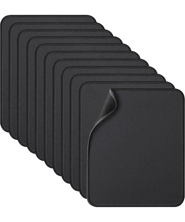 Zhithink 11 Pack Mouse Pad with Reinforced Stitching Edge, Washable Mousepad with Grippy Non-Slip Rubber Base, 0.12 Inch Thick Smooth Tracks Computer Mouse Pads Bulk for Desk, Black, 10.2x8.2 Inch