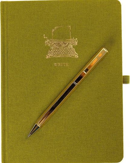 Graphique Typewriter Lined Journal Plus Pen Luxe Collection, Hardcover Diary Notebook for Writing, Gold Foil Embossing, 160 Pages, 6” x 8”