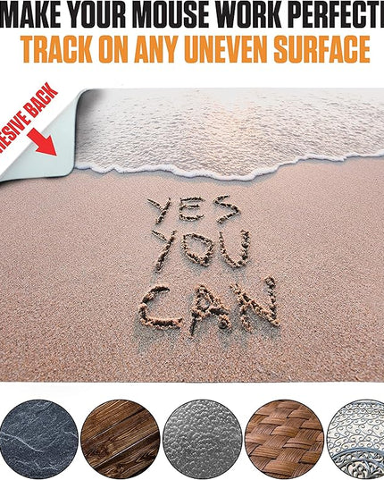 Mouse Pad Adhesive Bottom - Sticks to Any Surface - Portable - Webcam Covers and Screen Cleaner Included (YES You CAN)