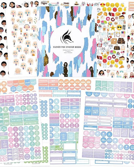 Planner Stickers by Clever Fox - 1,500+ Productivity, Budget, Fitness, Mom, Student, Classic, Number, Holiday Stickers for Your Monthly, Weekly & Daily Planner, Calendar or Journal (Classic Pack)