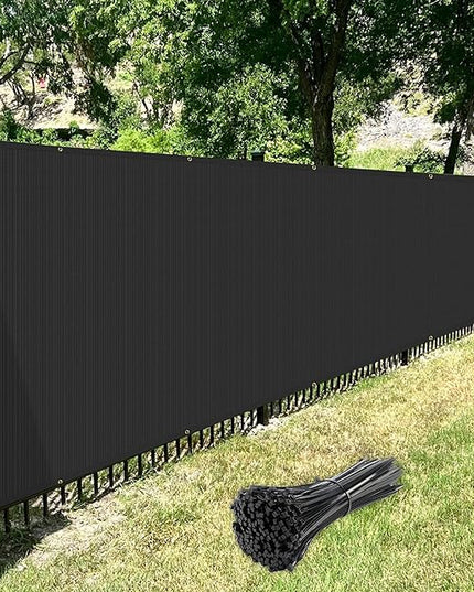 Windscreen4less Privacy Fence Screen Heavy Duty Windscreen Fencing Mesh Fabric Shade Net Cover with Brass Grommtes for Outdoor Wall Garden Yard Pool Deck, 6'x131' Black